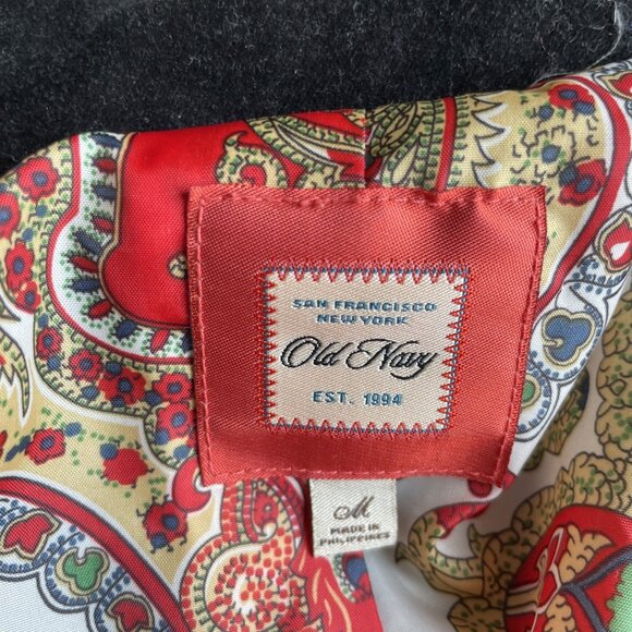 VTG Y2K Old Navy Velvet Jacket Women's M Black Paisley Lining Holiday Whimsigoth - Picture 9 of 13